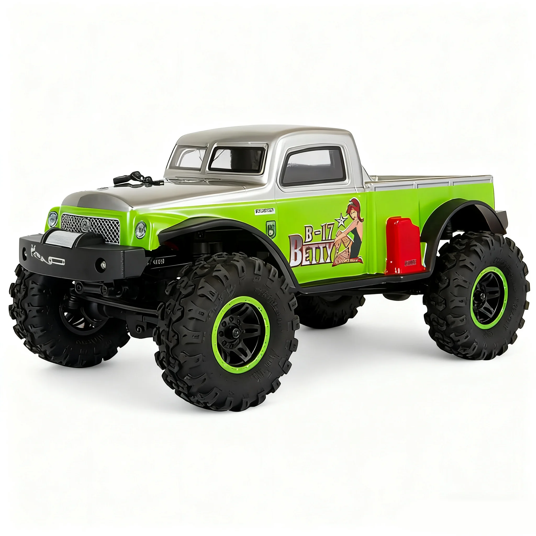 Coque polycarbonate jaune 1:24 pour Axial SCX24, vue arrière montrant les détails.