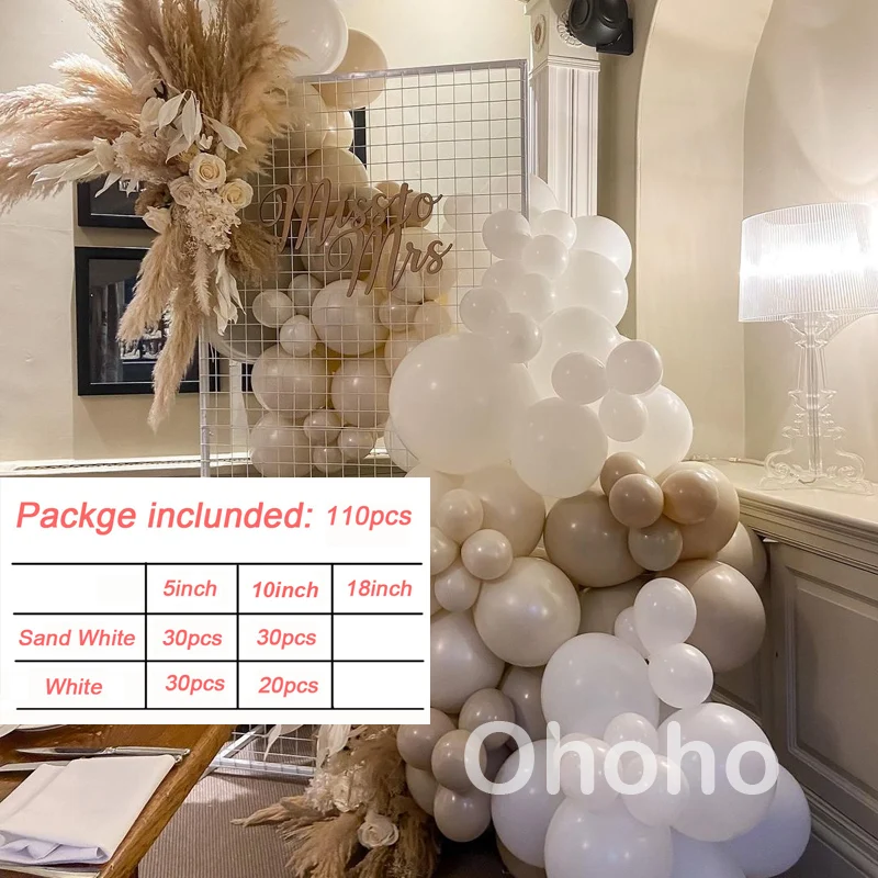 110pcs Beige White