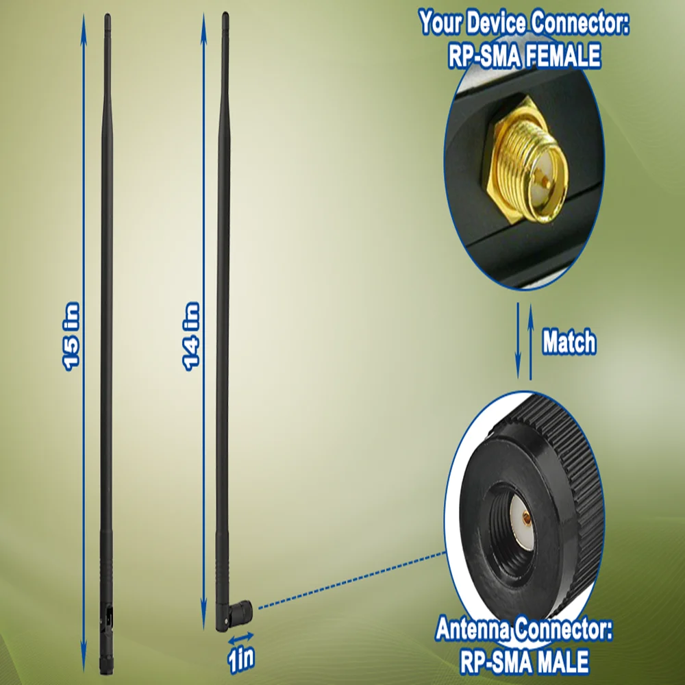 Superbat 9dBi 4G LTE External Antenna 698-960MHz 1710-2700MHz RP-SMA Male(Female In) Omni-directional for Wireless Network Boost
