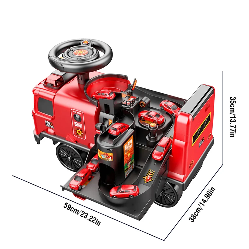 2 IN 1 Electric Slide Driving Car Fire Truck Police Space Kids Toys Seatable Track Parking Stroller Education Walkers Boys Gift
