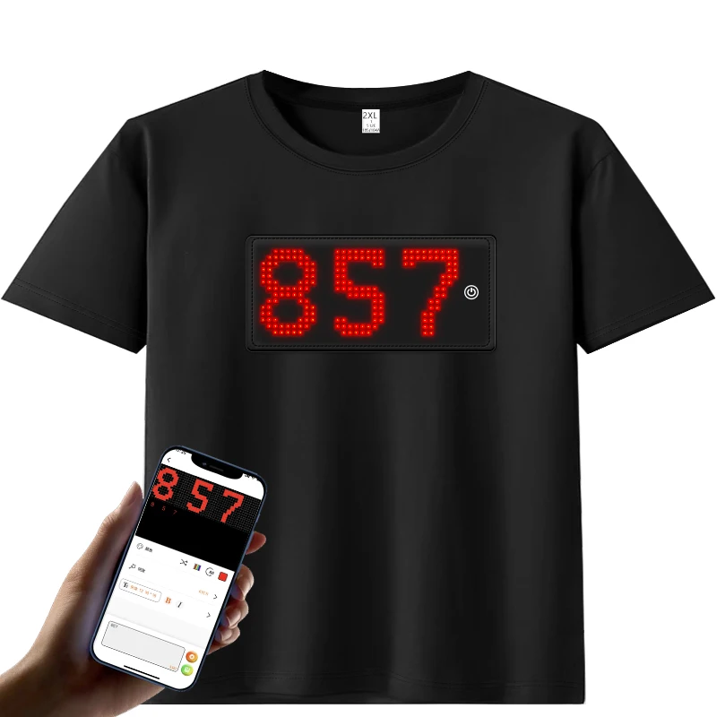 Programmable Led Cotton T-shirt Bluetooth  T-shirt Led Display Text - Led  T-shirt - Aliexpress
