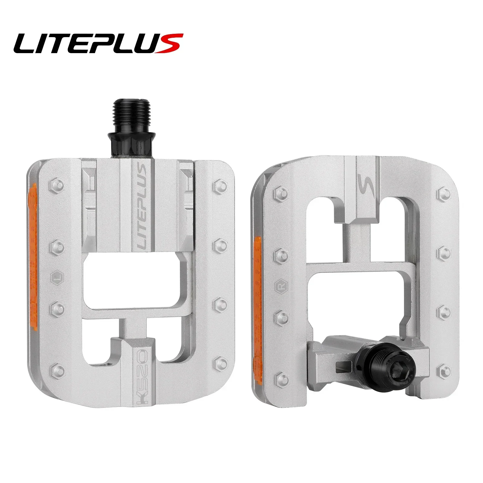 LITEPLUS Folding Bicycle Pedals Foldable Pedals Bicycle Aluminum Alloy Pedals Anti-skid Spikes With Reflector