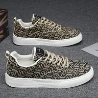 2024 Autumn New Canvas Men Low-help Small Print Board Shoes Thick Sole Casual Fashion Shoes 1