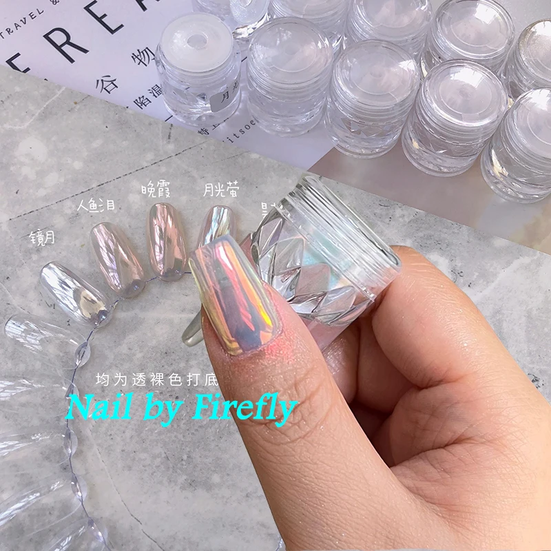 DIY Nails Powder Nails Glitter Aurora Shining Pigment Chrome Dust Woman Nail Art Decoration Pearl White Moonlight Mirror