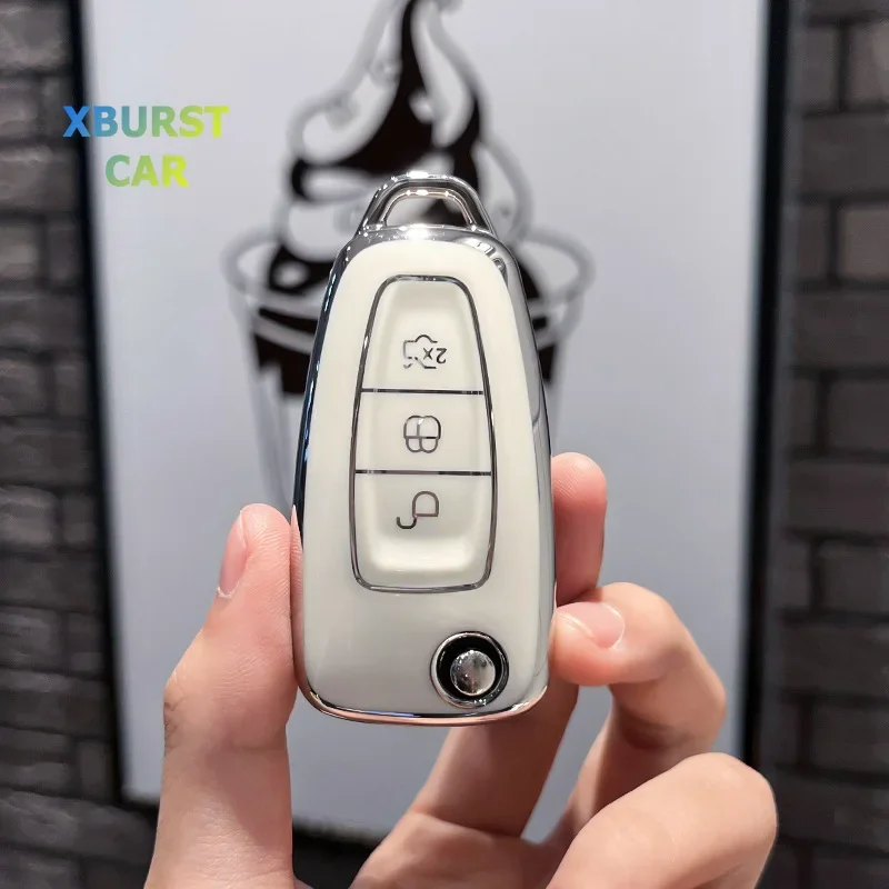 Tpu Car Folding Key Case Cover Bag Shell Fob Per Ford Mondeo Ranger Transit Tourneo Custom Focus C-Max S-Max Galaxy