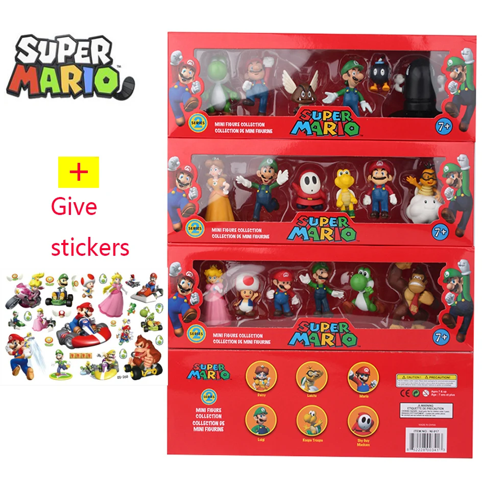 6 Pz/Set 4-7Cm Super Mario Bros Pvc Action Figure Giocattoli Bambole Modello Set Luigi Yoshi Donkey Kong Fungo Per Bambini Regali Di Compleanno