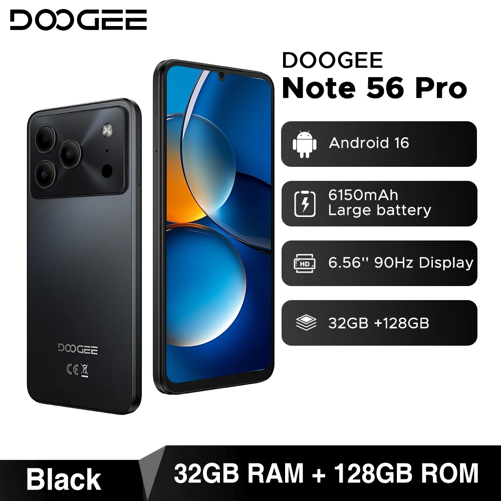 Global Version DOOGEE Note56 Pro Smartphone 32GB+128GB Android 16