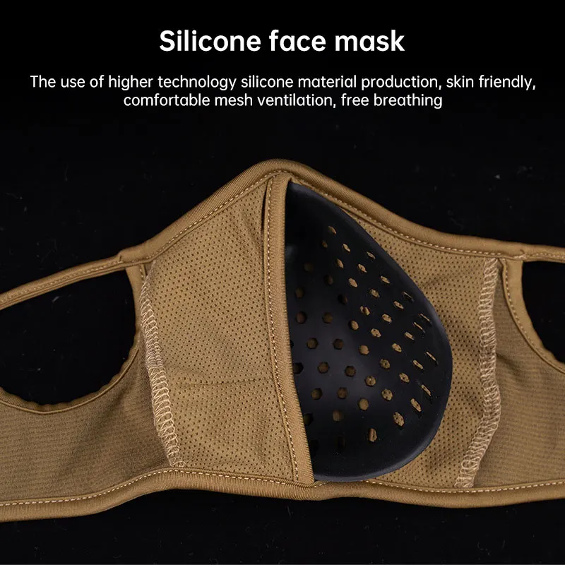 Silicone Mask Half Face Breathable Face Protection Mask Tactical Hunting Shooting Mask Outdoor Cycling Free Ears Elastic Face