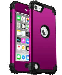 Heavy Duty 3 - in - 1 Shockproof Phone Case with Soft TPU Lining & Hard Plastic Frame - IPod Touch 5 6 7 (Purple)