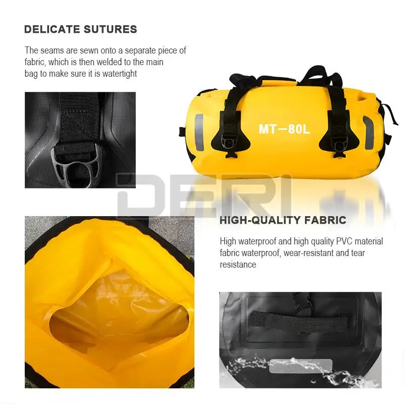Yellow Night Reflection Motor Touring Waterproof Dry Luggage Roll Pack/Bag 40L 