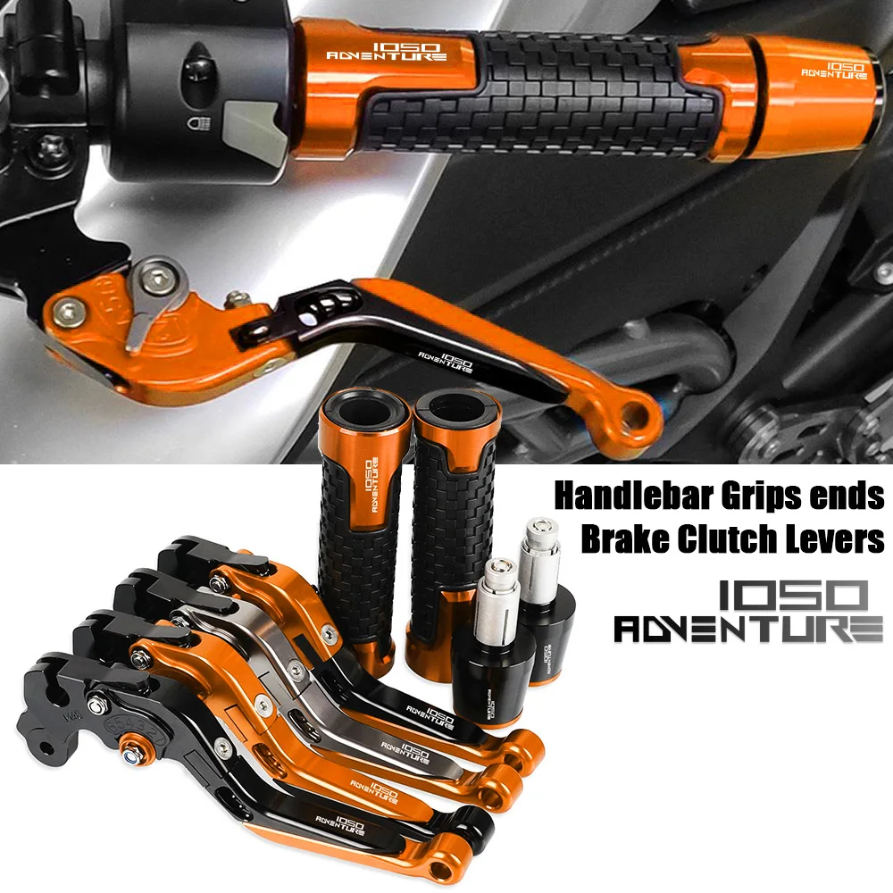 

For 1050 ADVENTURE 2015 2016 Motorcycle CNC Folding Extendable Brake Clutch Levers Handlebar Hand Grips ends