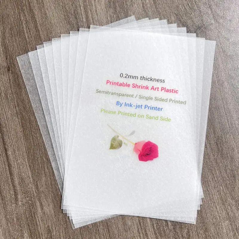 Craft Vinyl Film 0.2mm Thickness Shrink Art Film Inkjet Printable A4 Paper Shrink Plastic Sheet Blank Single Double Sided Printed DIY Charms