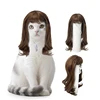 Pet cat bangs straight hair wig braids Pet dog big wave wig headdress holiday cosplay costume accessories 4