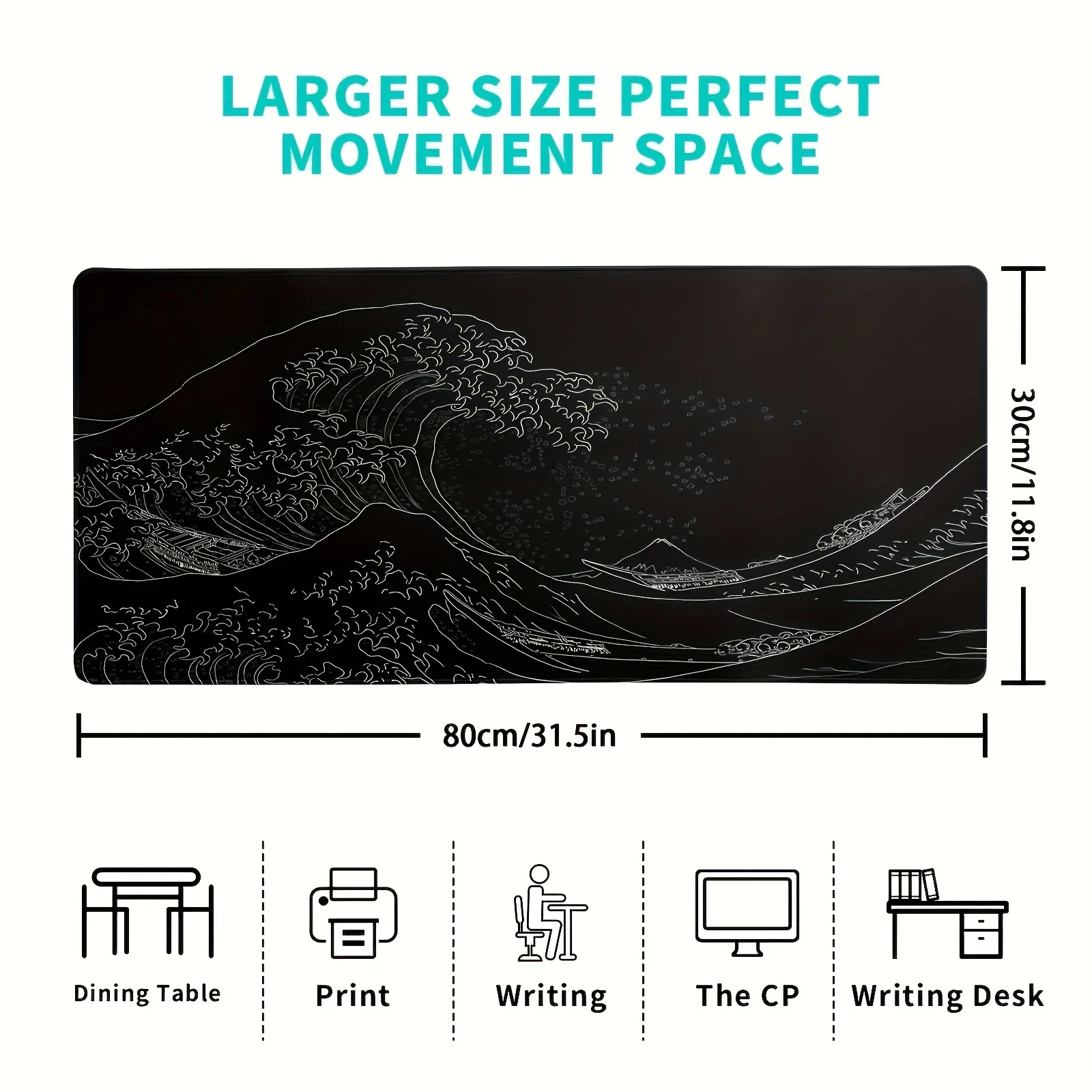Large Extended Non-Slip Mouse Pad with Stitched Edges