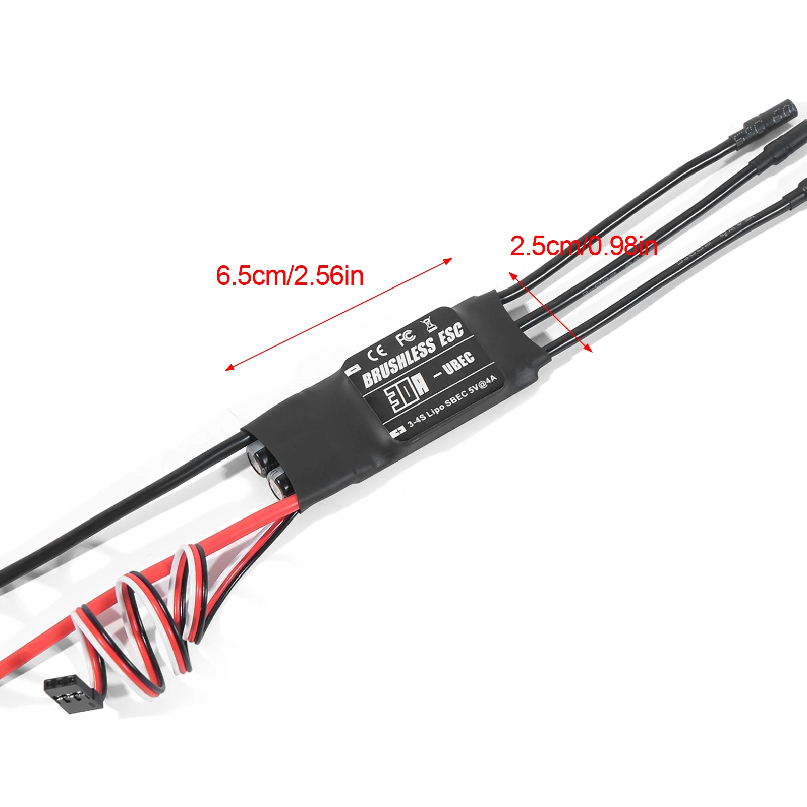 Vue de dessus d'un ESC Brushless 60A pour drone RC multicopter avec dissipateur en aluminium