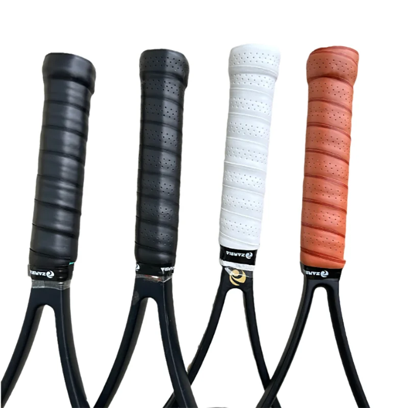 Perforated PU Leather Sweatband Tennis Badminton Racket Overgrip Wear-resistant Non-slip 2/4 PCS