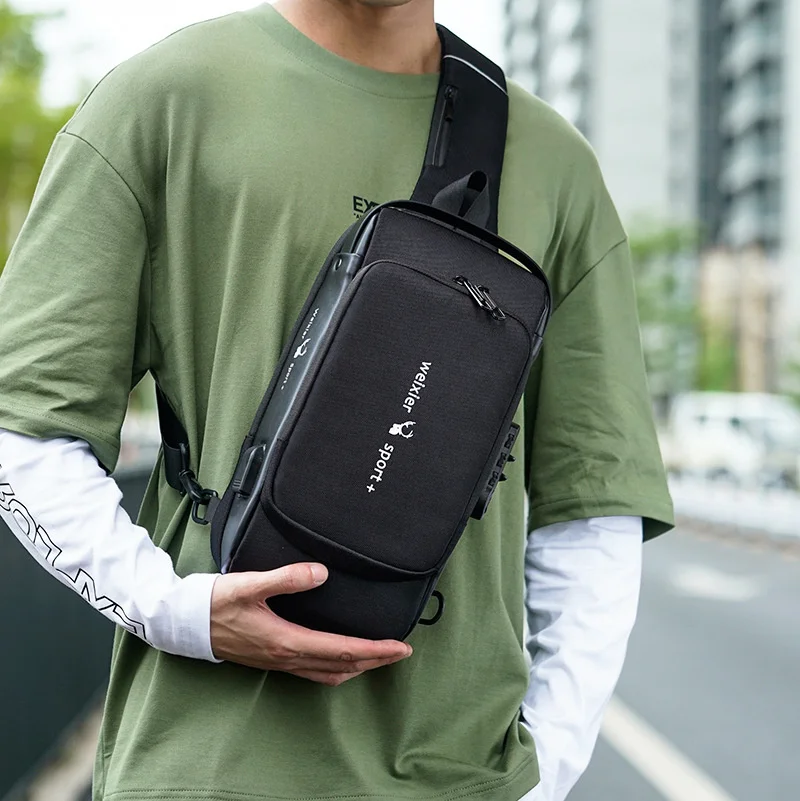 

2023 New Multifunction Oxford cloth Men Chest Bag Crossbody Bag Anti-theft Shoulder bags Travel Bag Male USB Charging Chest Bag
