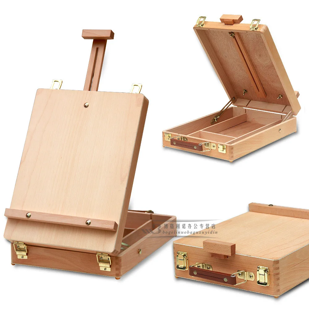1pc Fillet Desktop Laptop Box Easel Painting Hardware Accessories Multifunctional Painting Suitcase Art Supplies For Artist sketch easel,wooden easel,wood table easel