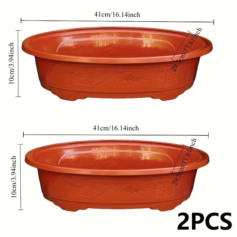 2 large oval plastic flower pots for indoor plant cultivation. Decorative flower pots for indoor plants. - 3
