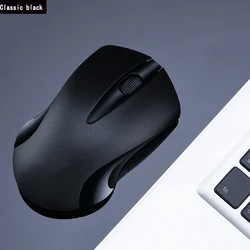 Sleek Wireless Optical Mouse with USB Receiver - Multi - Color Options (Classic Black)