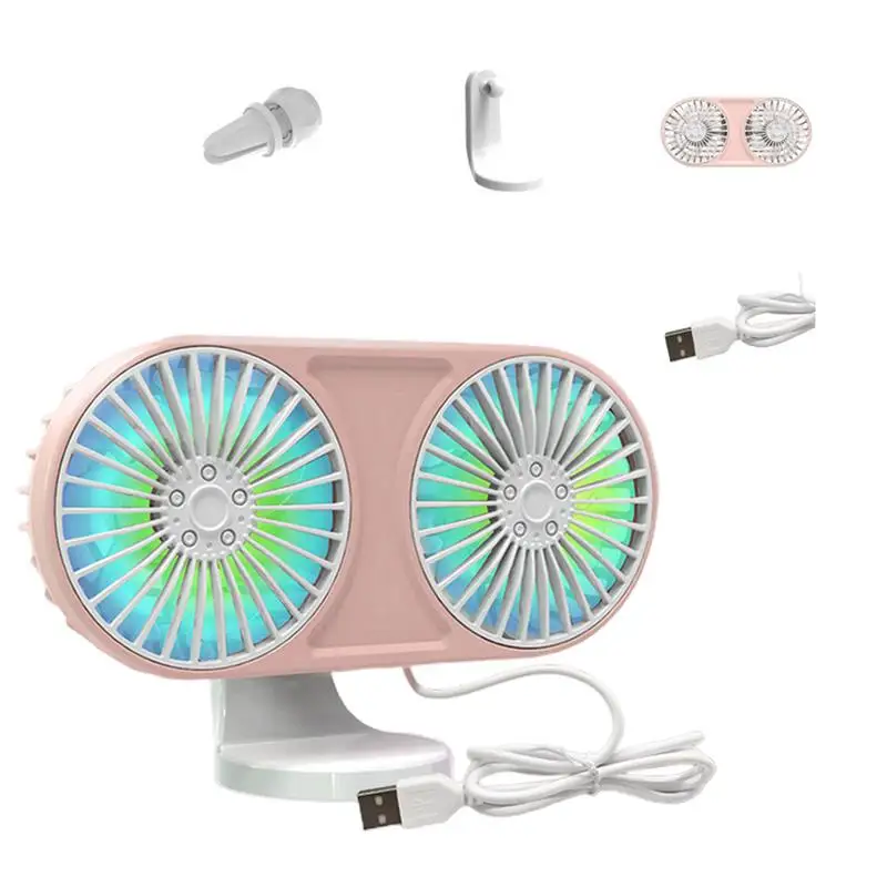 

Автомобильный USB-вентилятор с двойной головкой, Регулируемый USB-вентилятор с 3 скоростями, мощный поток воздуха, Портативный тихий Электрический автомобильный вентилятор со стандартом