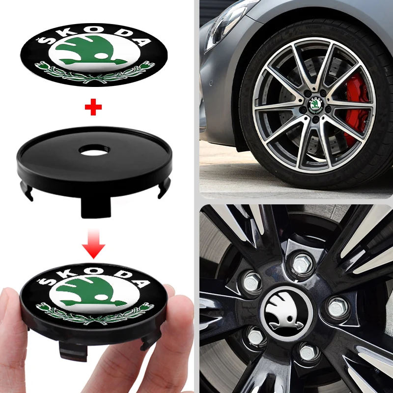 4pcs 56mm+60mm Car Hub Center Wheel Caps Emblem Badge Decals Styling  Sticker For Skoda Derivative Rapid Karoq Fabia Kamiq Supe - AliExpress