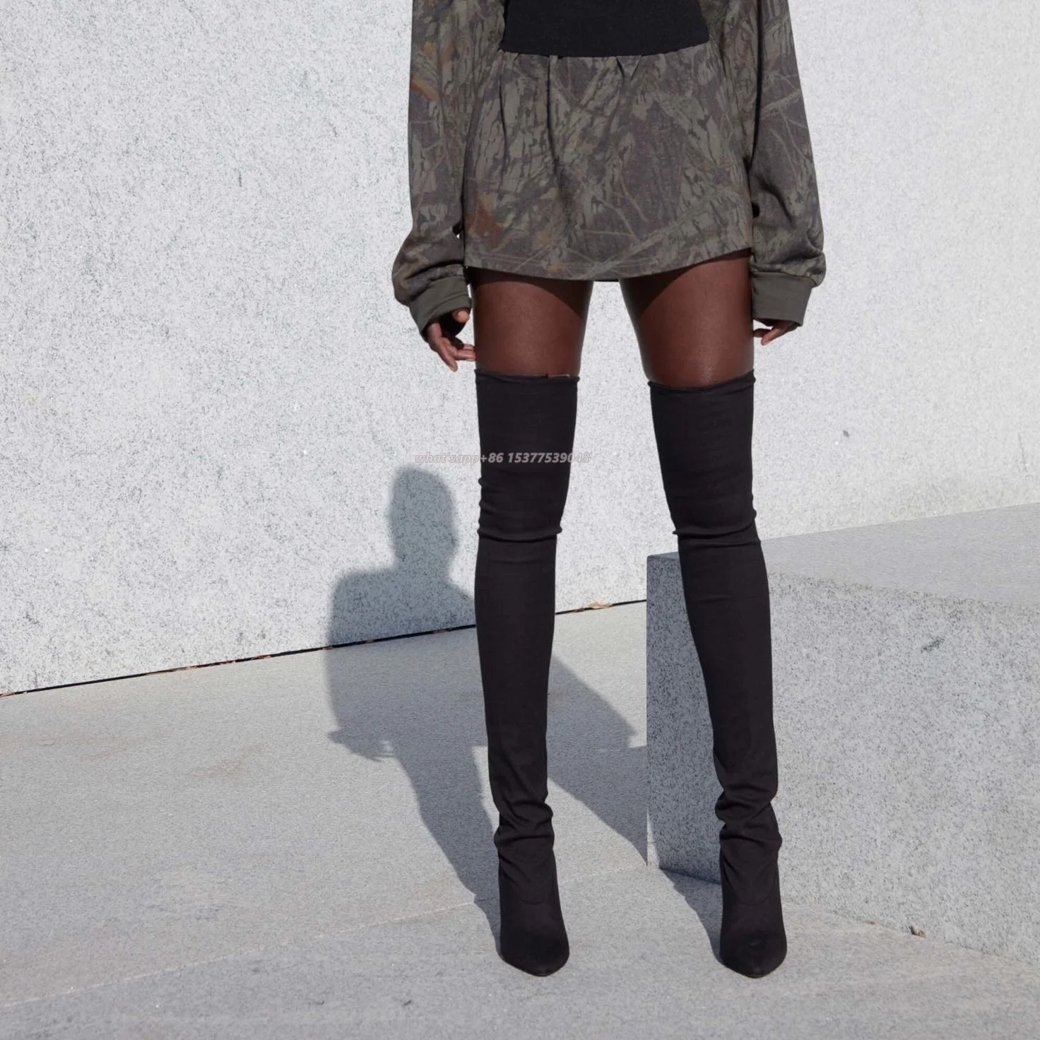 

Pointed Toe Satin Stiletto Heels Over the Knee Stretch Socks Boots Side Zipper Close-fitting Elastic Sexy New Arrivals Shoes