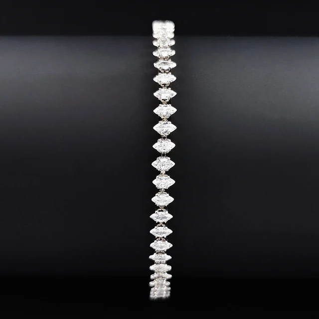 2024 New Marquise Oval Square Cut Luxury Silver Color on Hand Tennis Bracelet Bangle for Women Party Gift Jewelry S7062 3