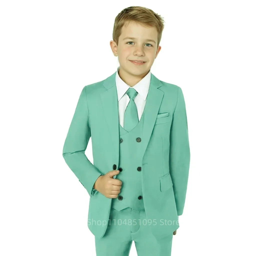 3 Piece Gray Boys Suit Fashion Design Jacket Pants Vest - Kids Tuxedo for Wedding Graduation Stage Performance Formal Outfit