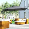 8FT Cantilever Patio Umbrella, Square Outdoor Offset Umbrella with 360° Rotation, Aluminum Hanging Umbrella with 3-Posi 1