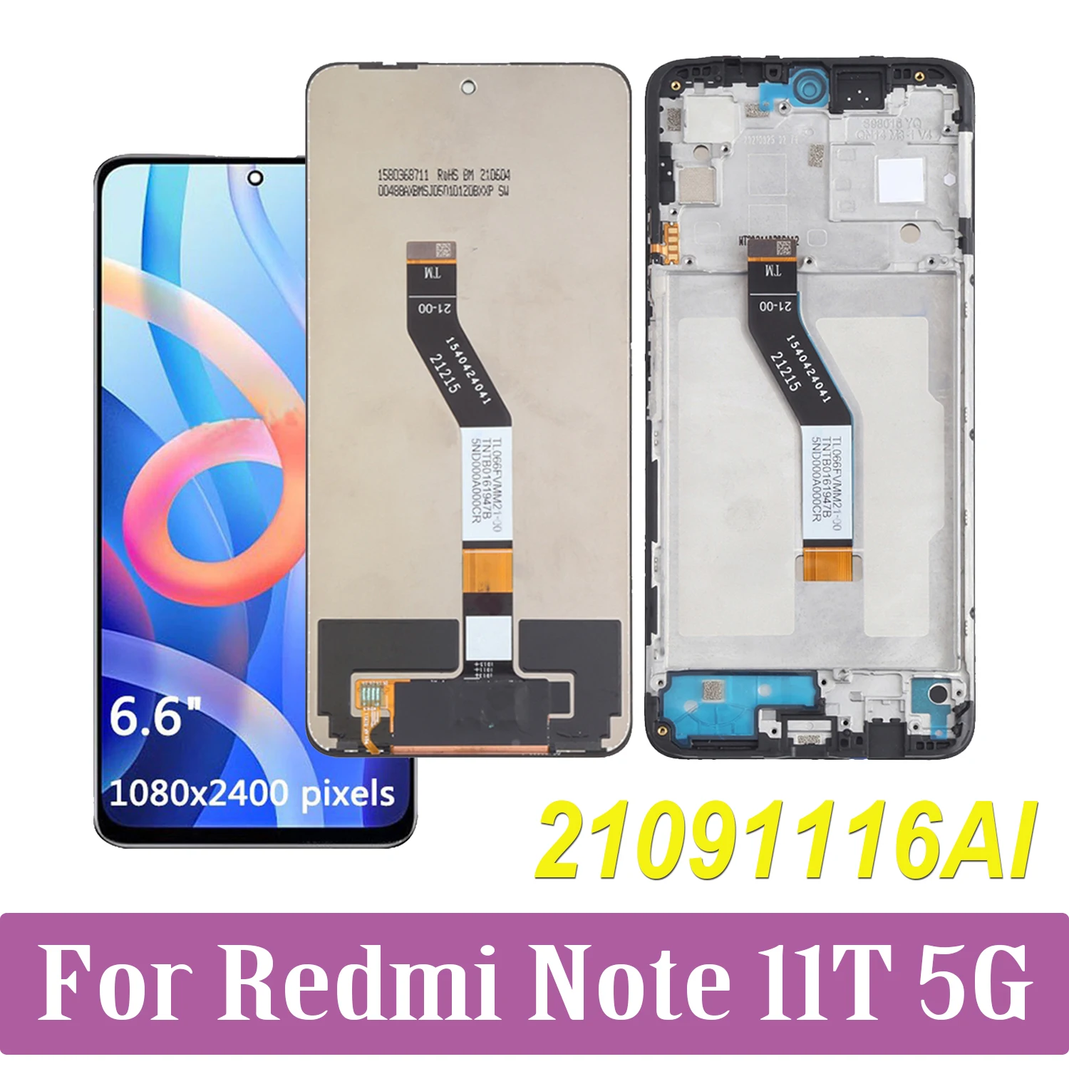 

6.6" For Xiaomi Redmi Note 11T 5G 21091116AI LCD Display Touch Screen Digitizer Assembly For Redmi Note11T LCD