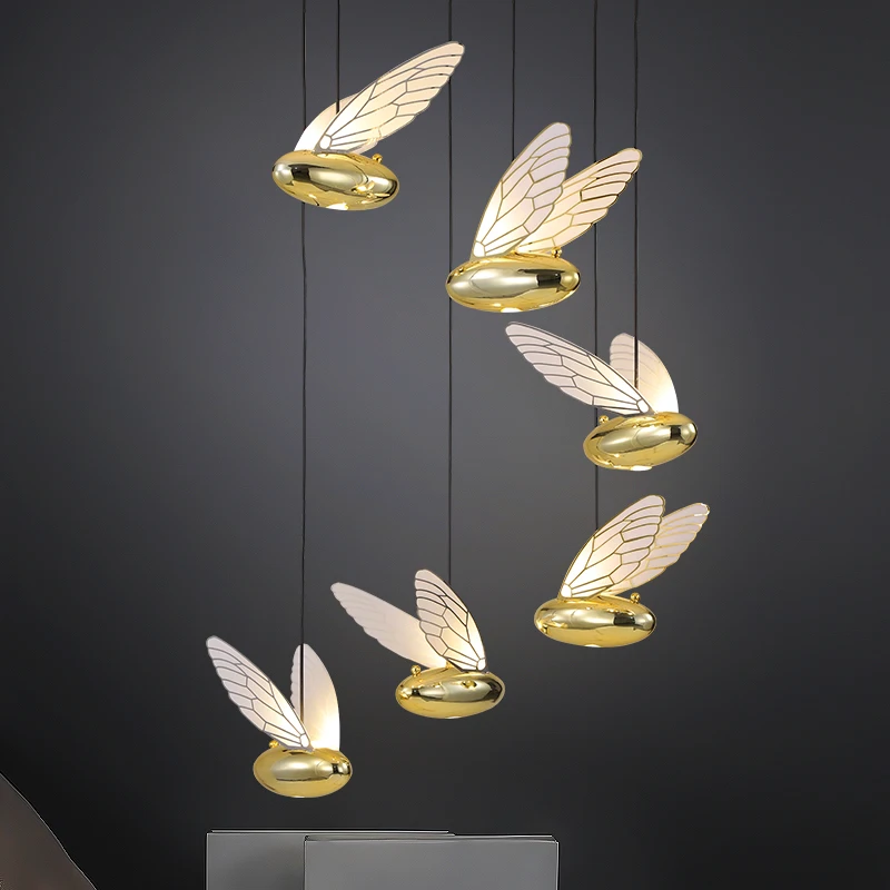 

Nordic golden pendant light Creative Bee Small Lights Designer animal lamps Living Room Bedroom Restaurant children room light