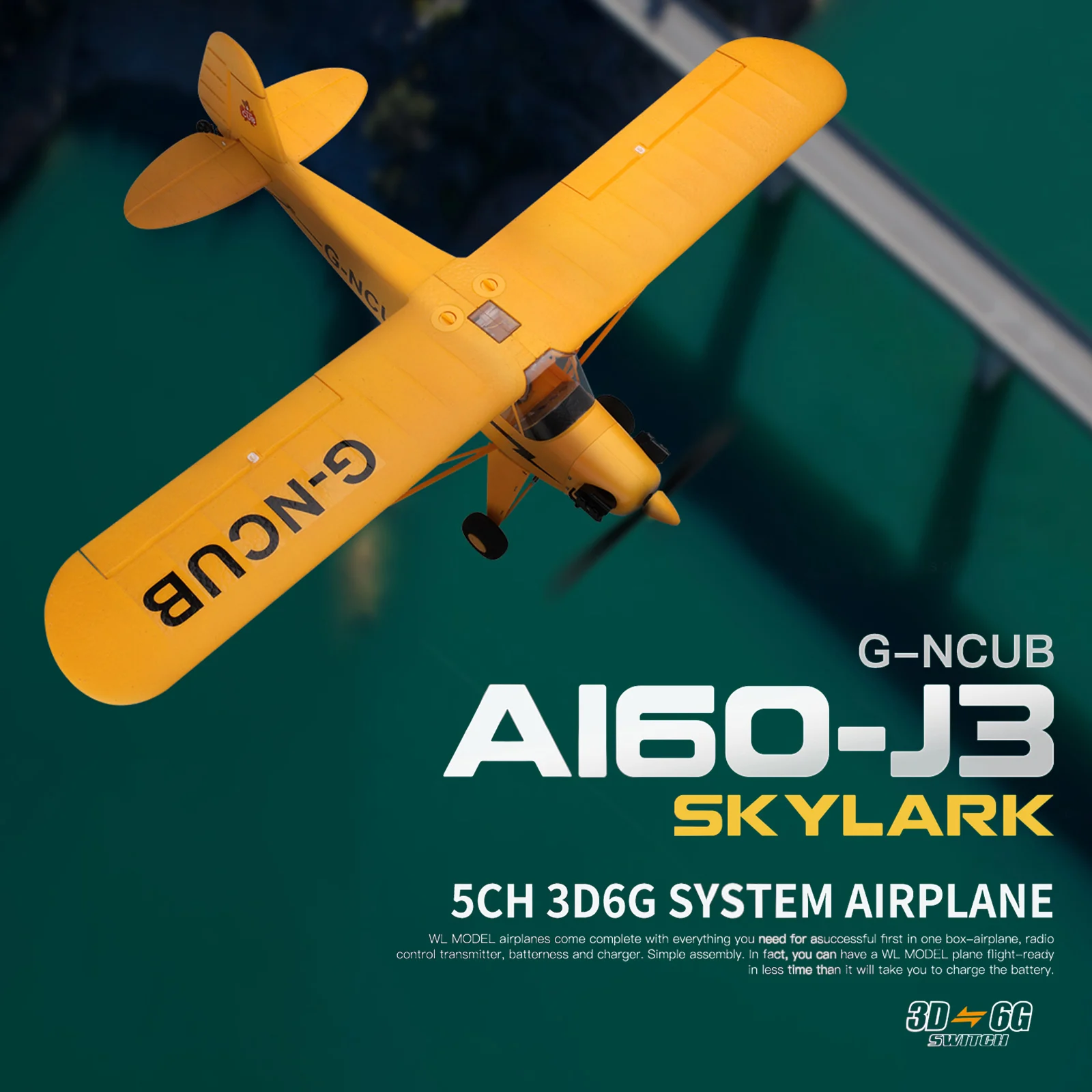 WLtoys XK A160 RC Airplane 2.4GHz 4 Channels Brushless Motor Stunt Flying Remote Control Aircraft Model Toys Yellow