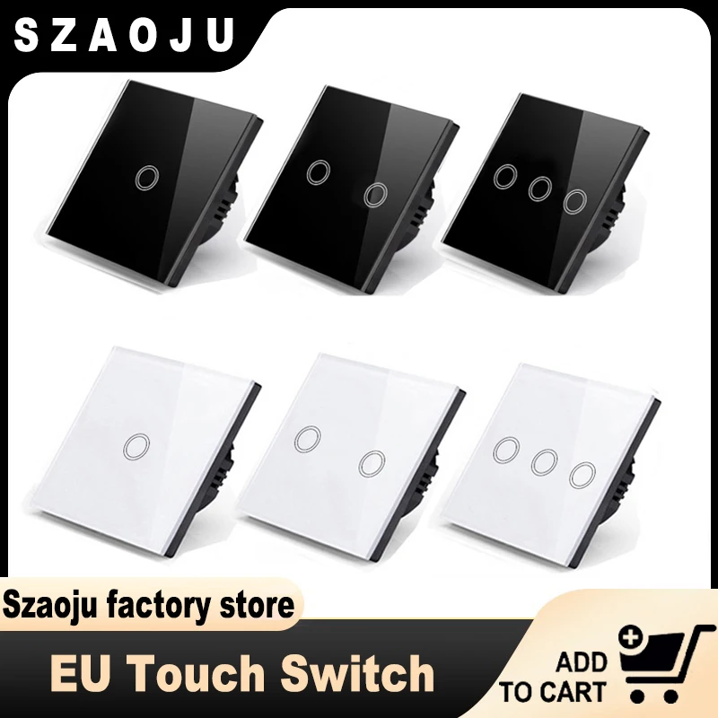 Szaoju EU Touch Switch Led Panel Wall Light Switches Tempered Crystal Glass Lamp Sensor Switch 1