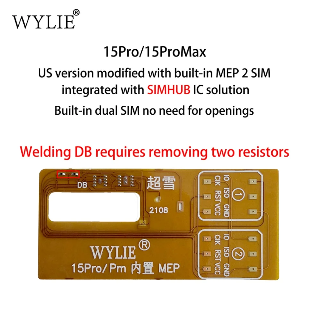 WYLIE 미국 버전 eSIM에서 SIM 듀얼 카드 플렉스 카드로 변환 ? 파운드(lb) ? 이너뷰트 MEP 통합 솔루션은 아이폰 15 ProMax용 슈퍼 스노우 IC를 지원합니다.