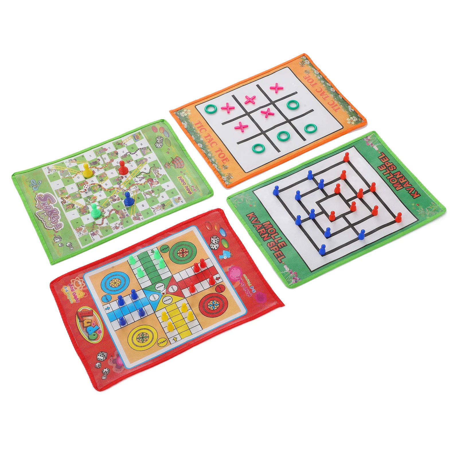 Snake And Ladder Kids Nine Men Morris Portable Flying Chess Ludo Board Per Family Game 4 In 1 Set