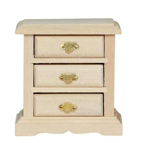 1PC Mini House Night Table Model Wooden Mini Bedside Table Model Decoration Furniture