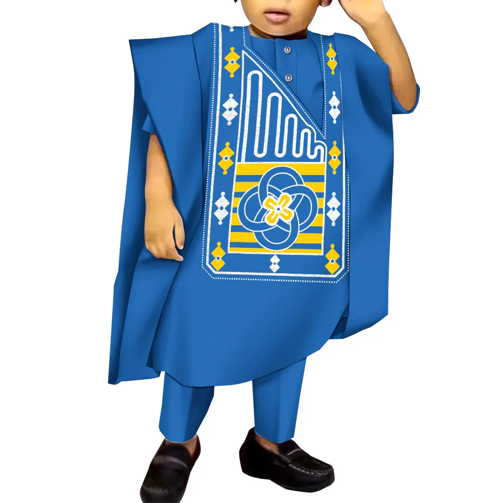 African Boy Embroidered Robe Set Children's Dress Gown Shirt and