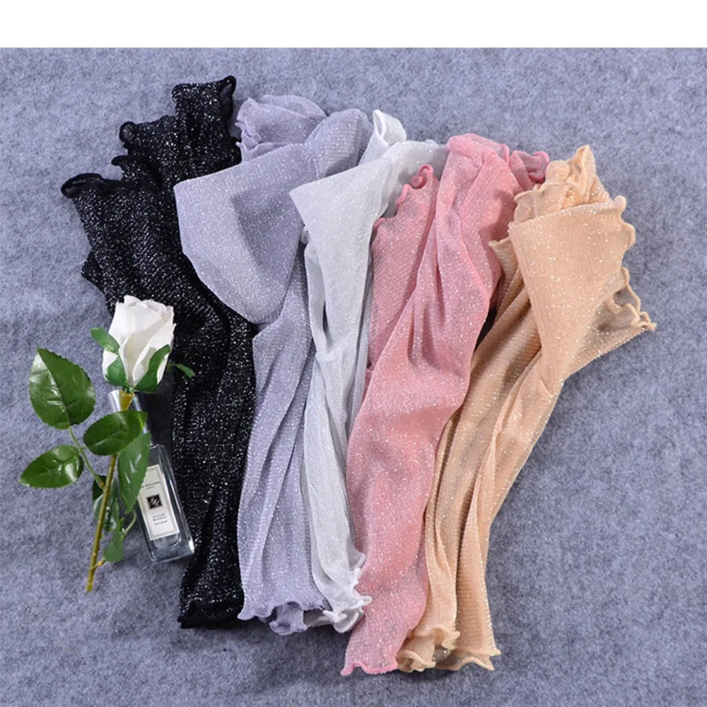 Women Silk Lining Short Base Shirt Half Cut Fresh Mesh Top