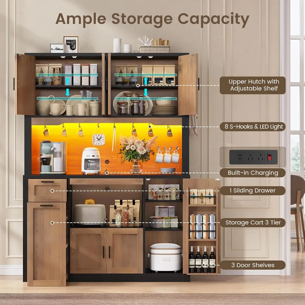 Kitchen Pantry Cabinet with LED 2