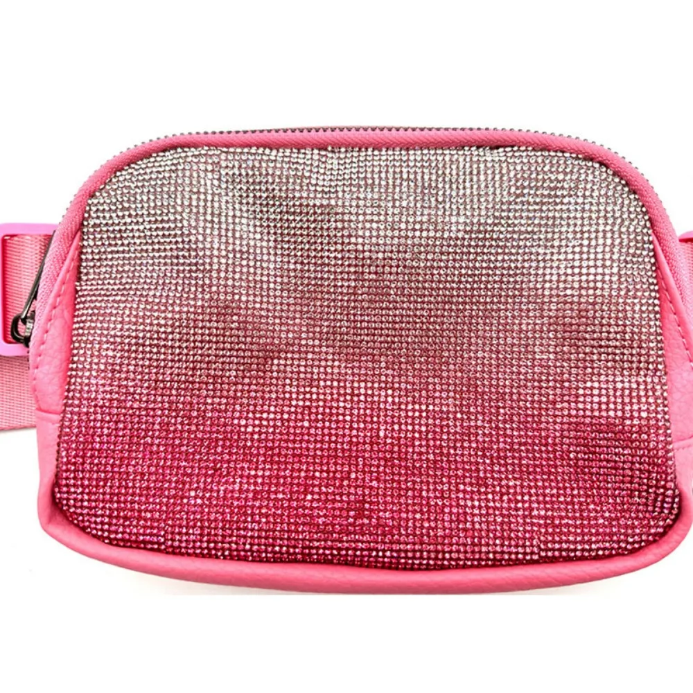 Fashion Gradient Diamond Fanny Packs Women Luxury Designer Shine Crossbody Sling Bags Female Casual Versatile Hip Pouch