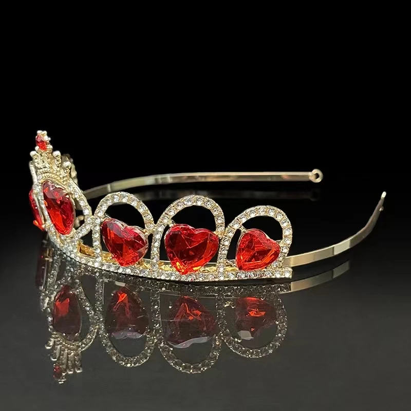 Fashion Elegant Vintage Small Baroque Red Crystal Crowns for Women Girls Bride Wedding Hair Jewelry Accessories jewelry accessories hair accessory hair headdress bridal headwear hair band crown
