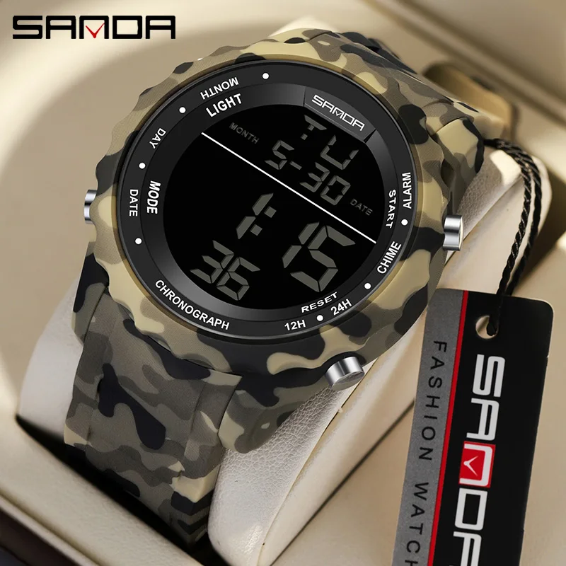 SANDA Top Brand G Style Camouflage LED DigitalWatch Men Waterproof Ms Sport Watches Stopwatch Chronograph Male Electronic Watch 2