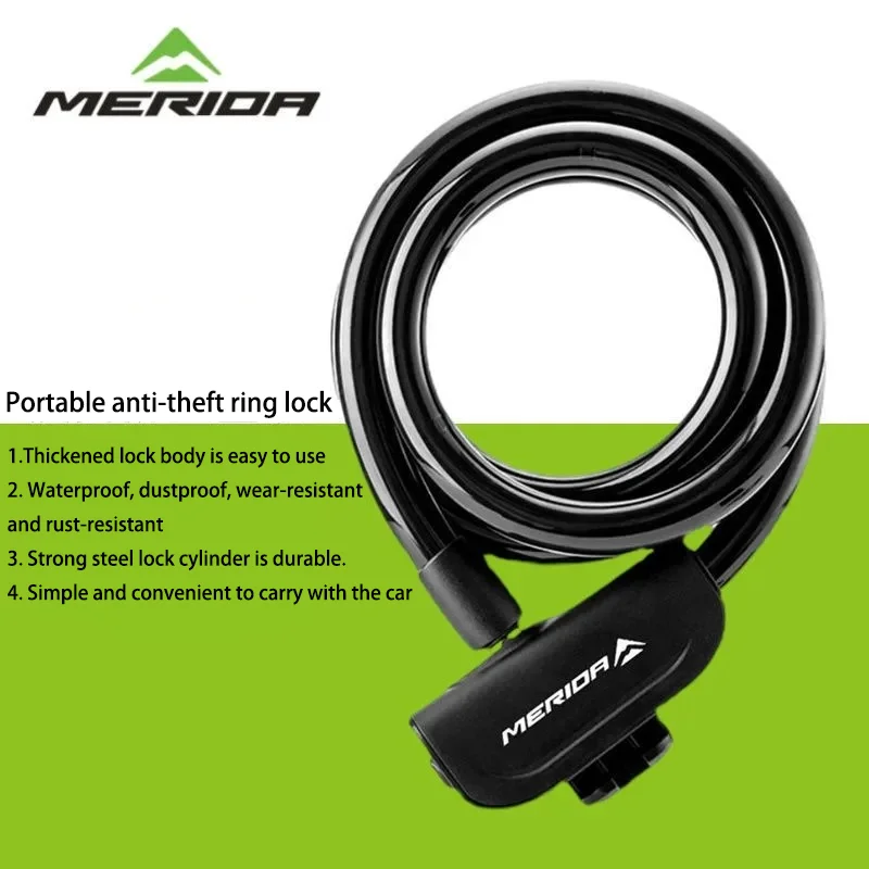 Merida 자전거 도난 방지 강철 케이블 잠금 장치, 휴대용 링 잠금 장치, 산악 도로 자전거 잠금 장치, 전기 사이클링 장비