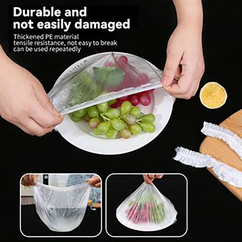 Disposable Food Cover Plastic Wrap Elastic Food Lids Bowls Caps Storage Kitchen Fresh Keeping Saver Bag 50/100Pcs disposable food cover