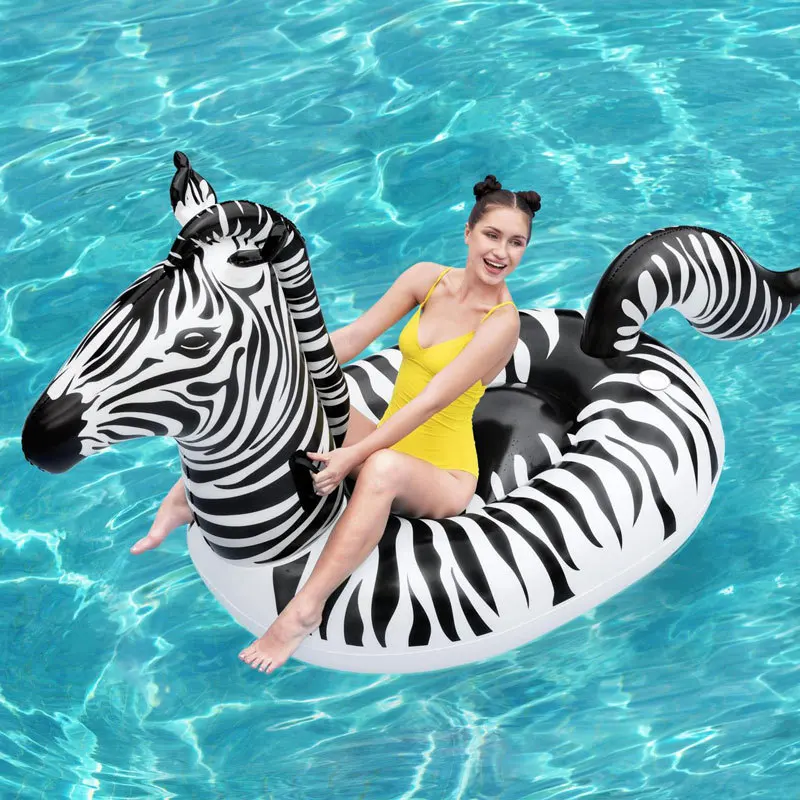 254142mAdultGiantInflatableZebraRideonSwimmingPoolFloatBed