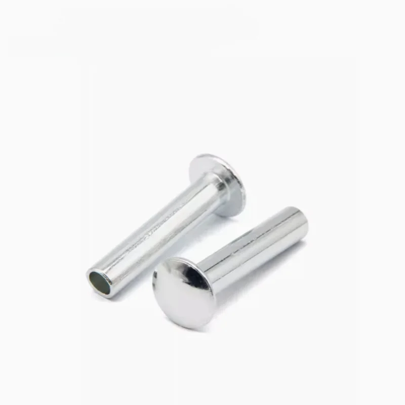 GB873 Galvanized iron large flat head semi-hollow rivet knock type carbon steel flat head hollow rivet M4