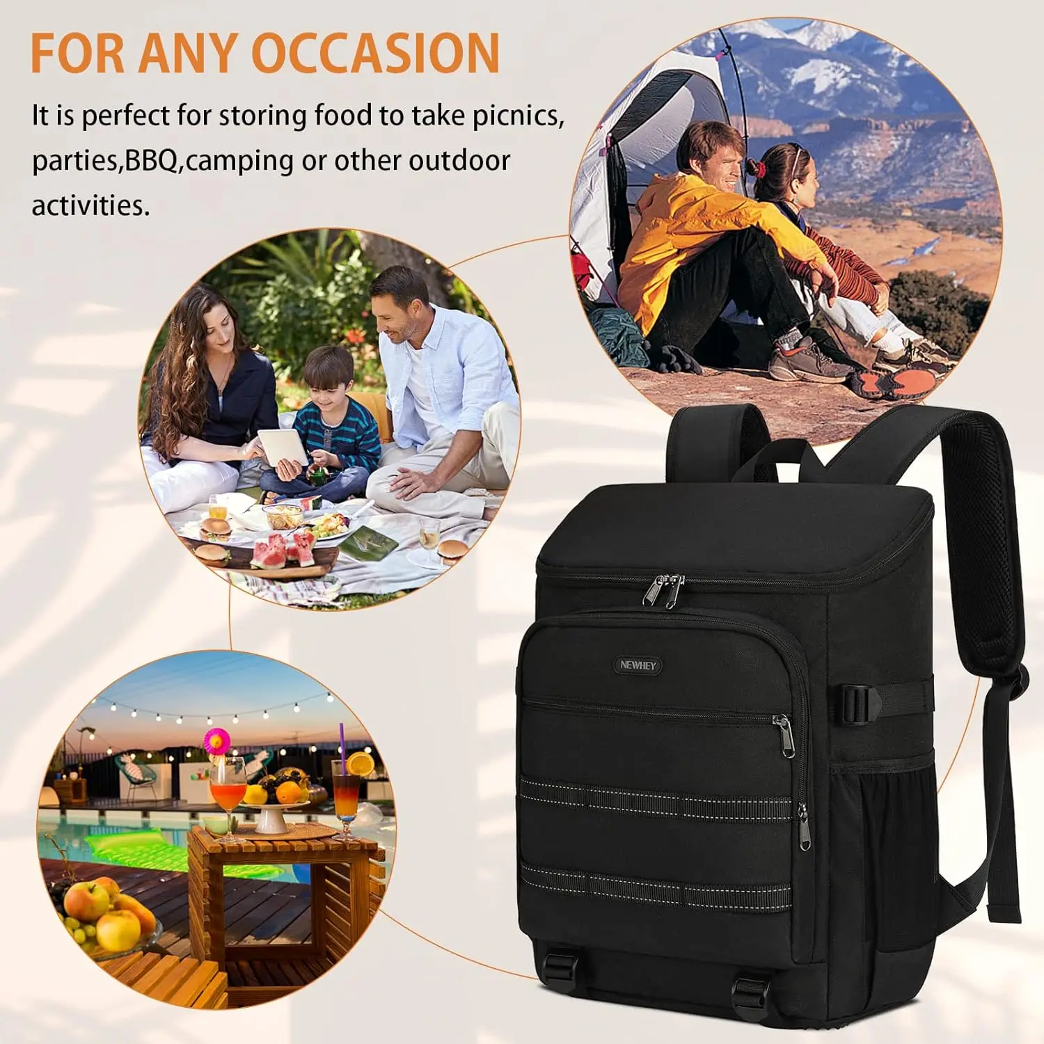 Travel Cooler Backpack Waterproof Insulated Ice Chest Backpack Thermal Leakproof Cooler Lunch Backpack for Picnics Camping Hikin 3