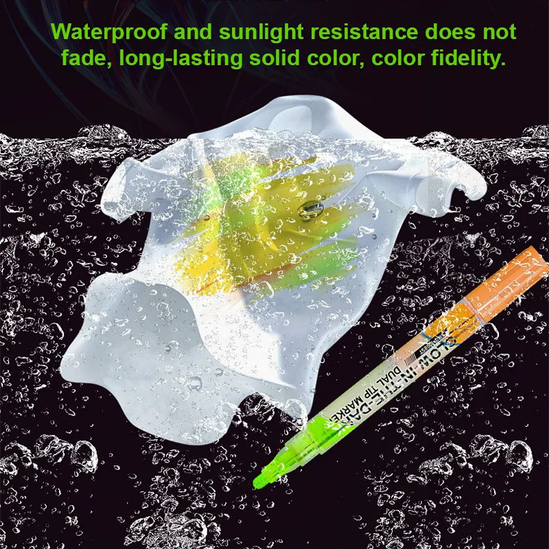 H&B Fluorescent Luminous Highlighters 2-in-1 Reversible Dual-tip Neon Markers, Quality Non-toxic Waterproof Colorfast Stationery