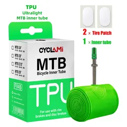 CYCLAMI Ultralight MTB Bicycle Inner Tube - TPU Material, 45mm French Valve, Super Light & Anti - Oxidation - 26